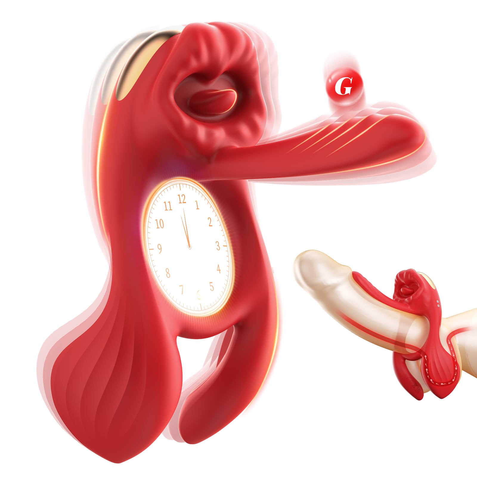 Vibrating Cock Ring with 3 in G Spot Vibrator - Couples Sex Toy Men Cock Sleeve Penis Ring Women Licking Clitoral Vibrator Massager with 4 Motor &amp; 7 Vibrations, Adult Toys Silicone Erection C Ring