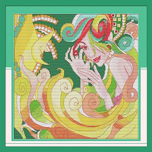 Image of Howie's Needlepoint 14CT Pre-Printed Cross Stitch Kits,Embroidery Patterns Starter Kits,Needlepoint Kits (Charming 1, 17 * 16.5 Inch)