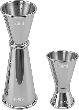 2-Pack Cocktail Jiggers Set, Premium 304 Stainless Steel Double-Sided Bar Jigger Tools 0.5oz/1oz + 1oz/2oz