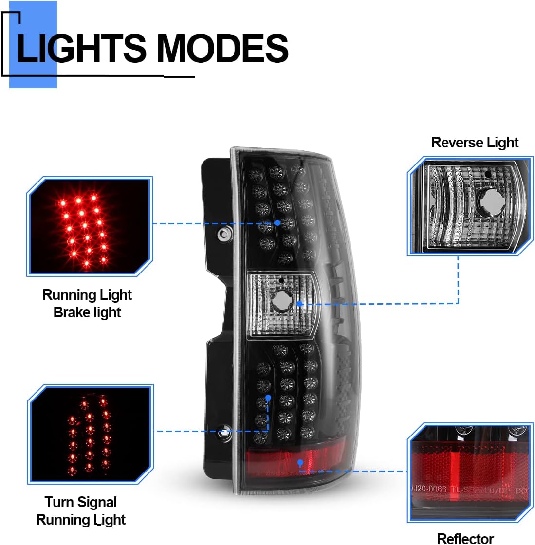 ROXX LED Tail Light Assembly Compatible with Chevy Tahoe Chevrolet Suburban 2007 2008 2009 2010 2011 2012 2013 2014 Taillights Replacement Tail Lamps