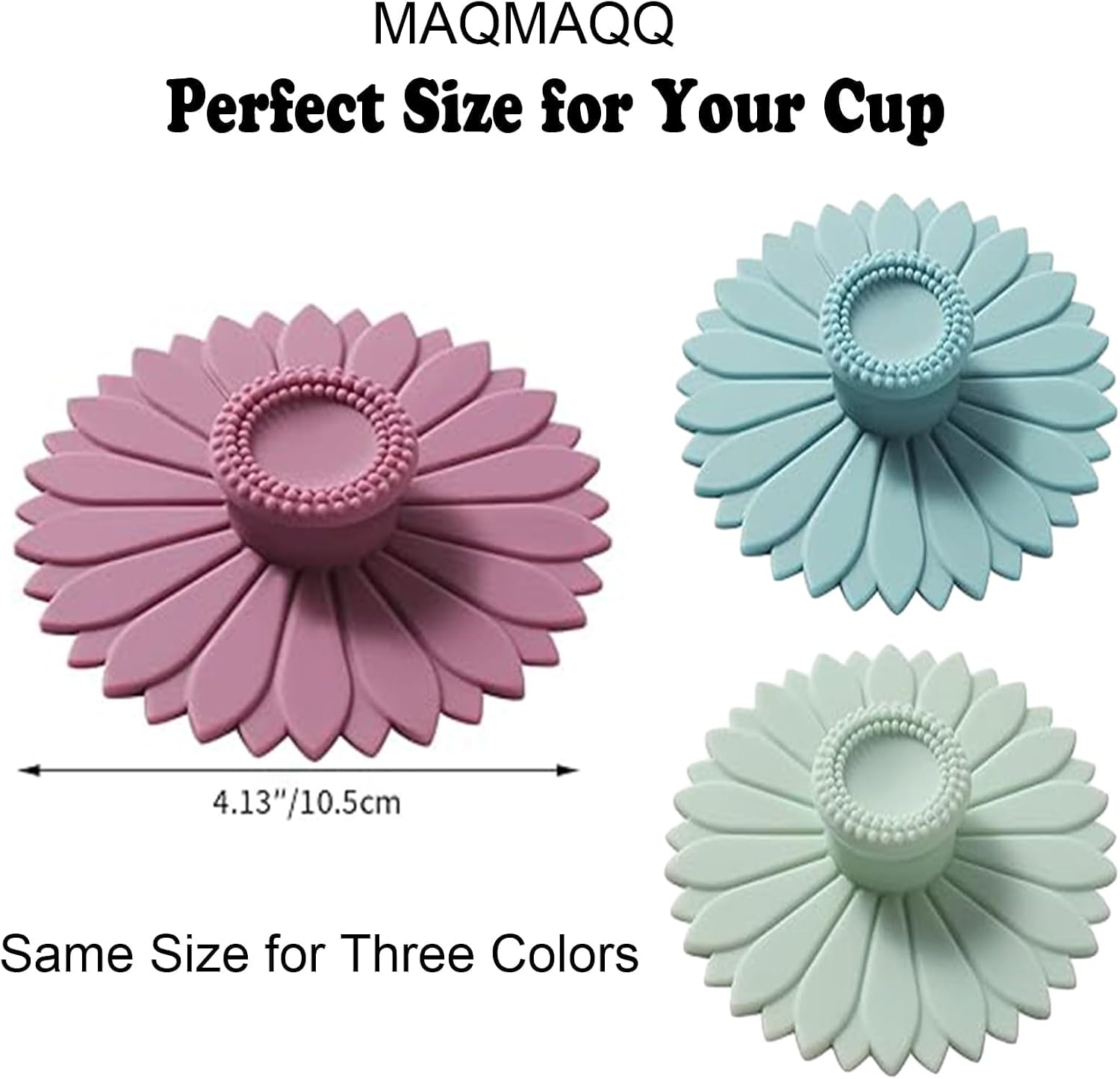 Sunflower Silicone Cup Covers (Set of 3), Multicolored Silicone Lids for Mugs, Cups, Flexible Mug Covers, Tea Pots, Hot Cup Lids for Coffee & Tea (3 Count Sunflower lid)
