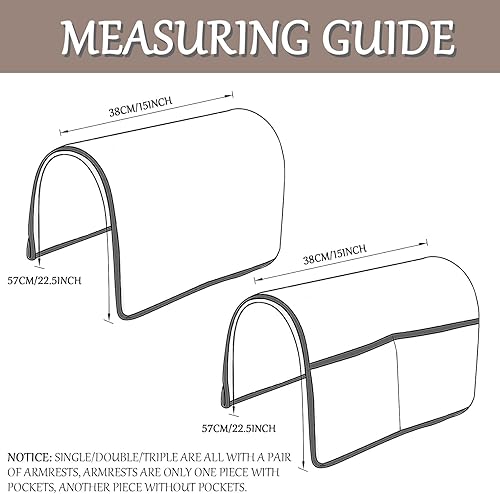 Miniatura 7 de Funda para reposabrazos de sofá, funda para reposabrazos de silla reclinable, funda de sillón con bolsillos, protector acolchado antideslizante de