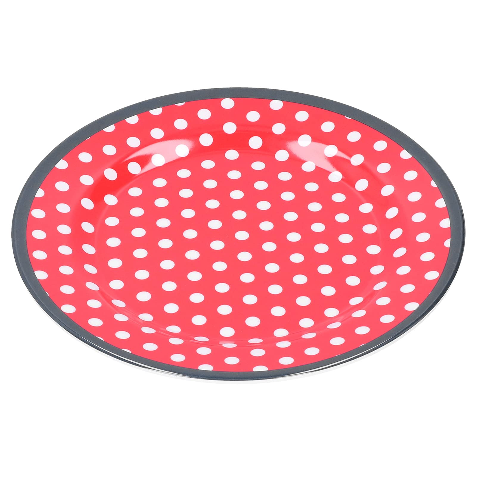 12 pièces assiettes à salade Premium ensemble assiettes de vaisselle en mélamine durables pour cuisine restaurant usage domestique couleur comme indiqué taille 22,6 cm 9 po (point rouge)