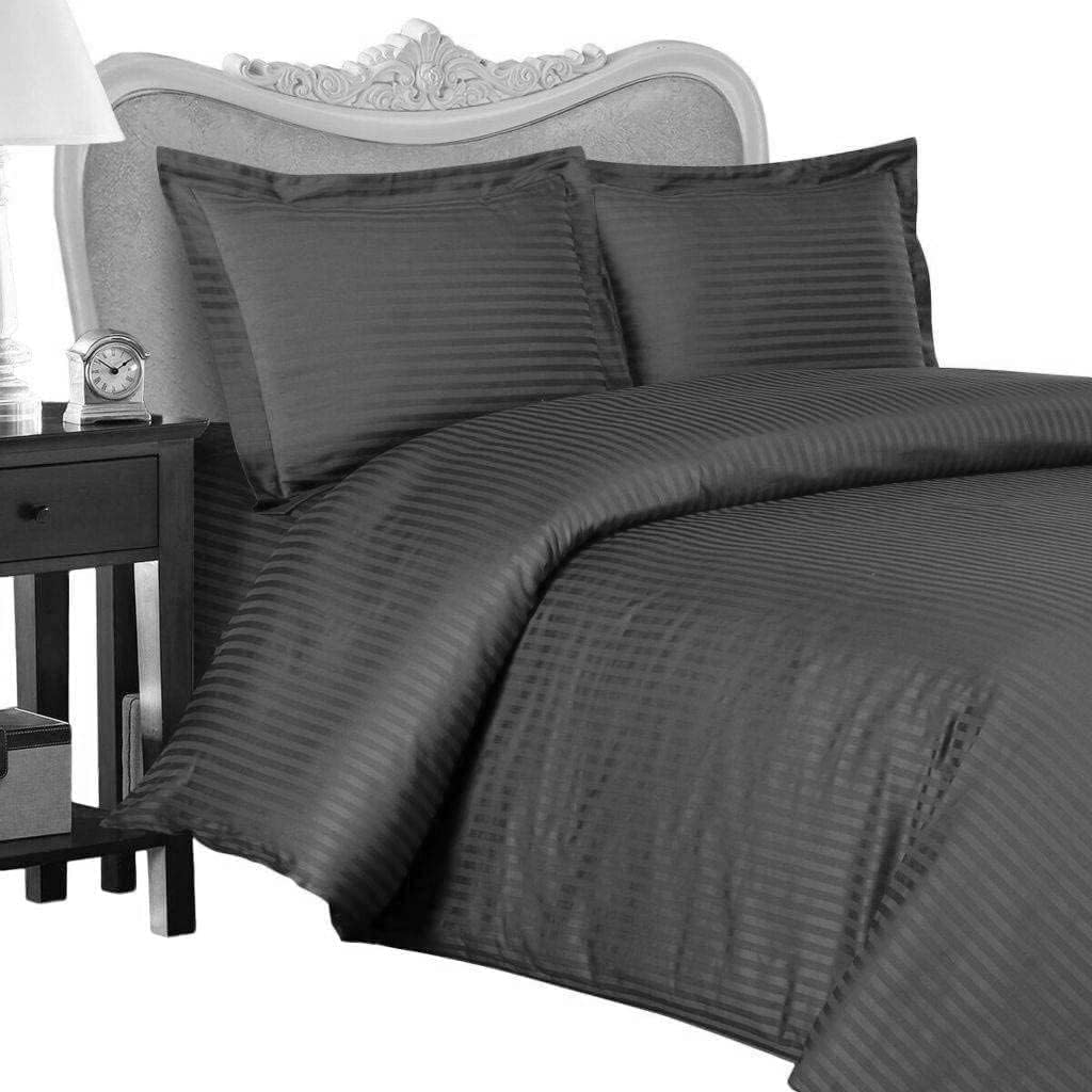 Cotton Stripes 3pcs Duvet Cover Set(94x104) 1000 TC and 2 Pillow Cases(20x40) Inch Each, 100% Egyptian Cotton(California King Size, Beige)