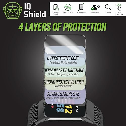 Miniatura 2 de IQShield Protector de pantalla compatible con Fitbit Charge 6  Charge 5 (paquete de 6) película de TPU transparente antiburbujas