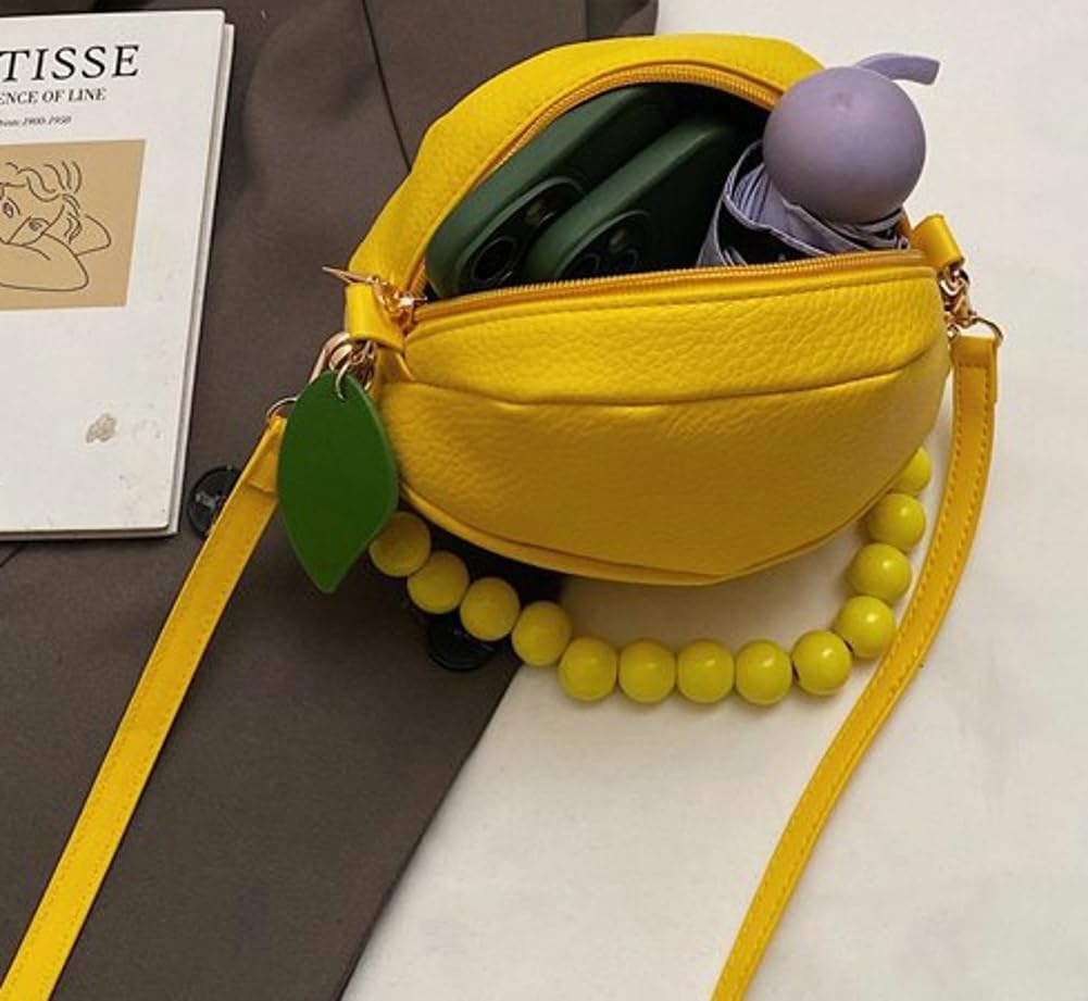 Lemon Peach Fruit Shaped Round Cute Crossbody Bags for Women Pu Leather Satchel Clutch Purse Novelty Shoulder Bag 2026 - Image 7