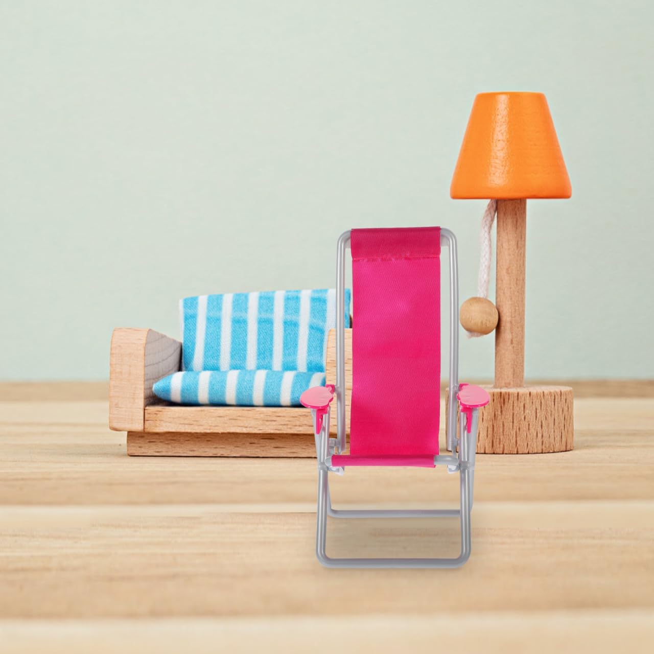 2PCS Miniature Beach Chair Dollhouse Mini Folding Chairs Mini Sunbath Longue Deck Dollhouse Furniture Accessories for DIY Fairy Garden Beach Decoration