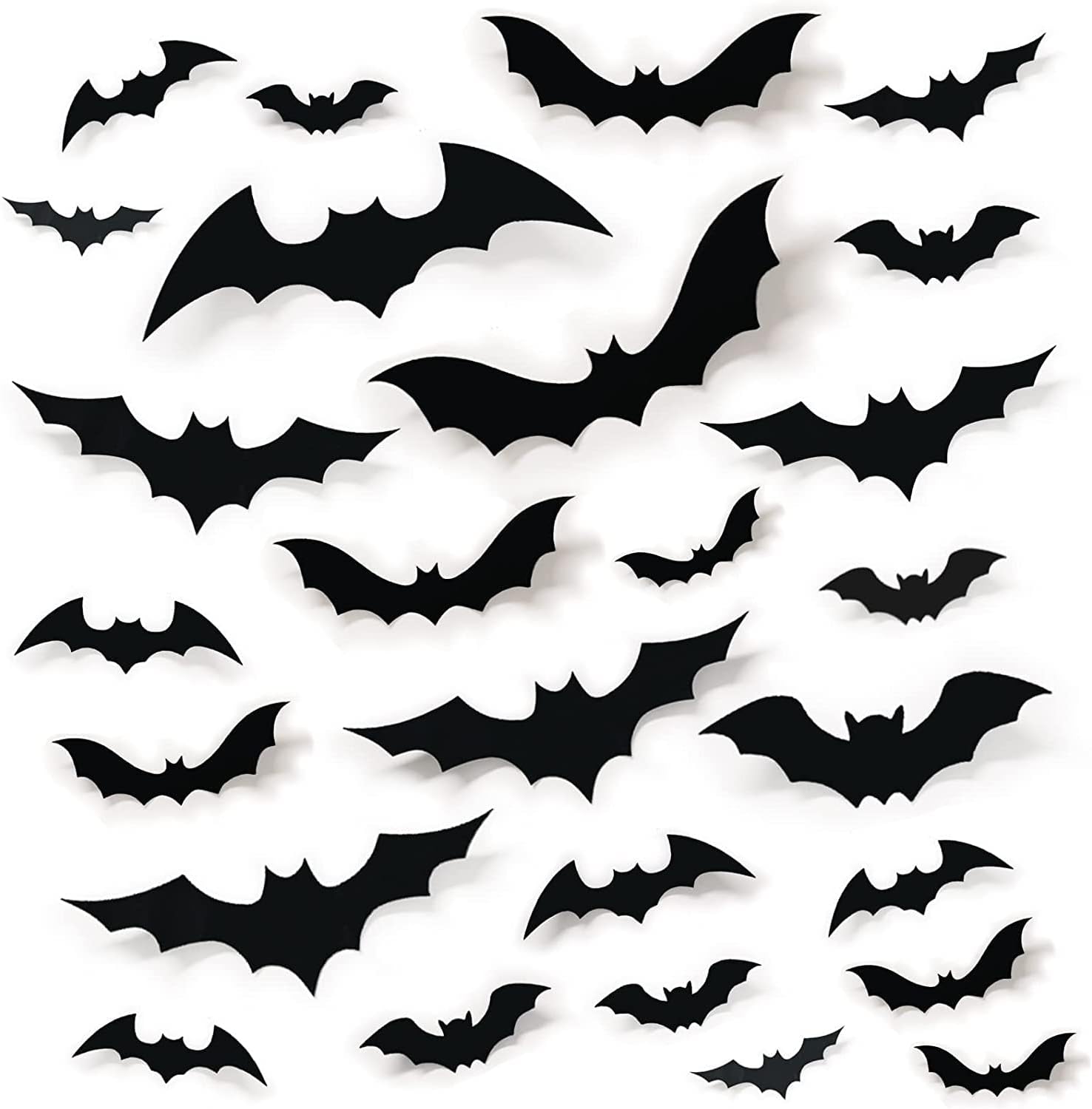 Incrizma 68Pcs BatWallDecor, Halloween Bats Decorations 3D Bats Wall Decor Realistic Felt Bats Stickers for Outdoor DIY Home Decor Party Supplies (Halloween Bats - Black)