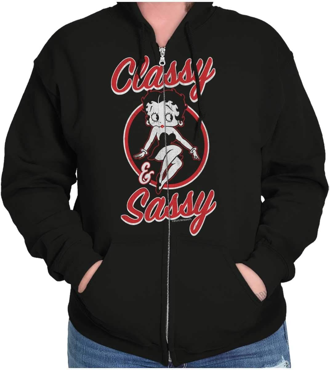Brisco BrandsBetty Boop Sassy Classy Adorable Zip Hoodie Sweatshirt Women
