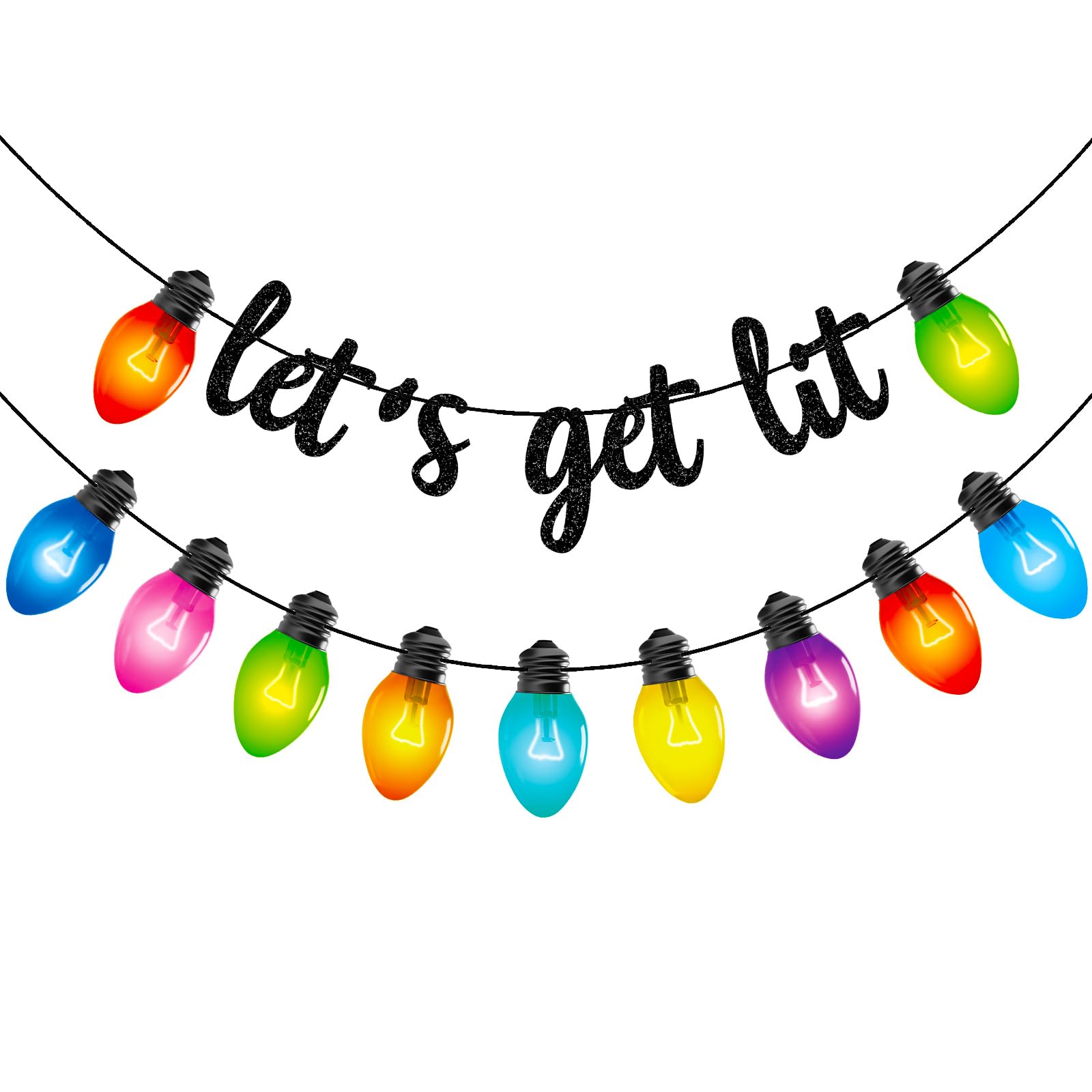 Bannières dorées Let's Get Lit de Noël pour une soirée pull moche réussie