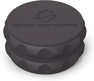 KOZO 2.5" Black Spice Herb Grinder 2-Piece Manual Mill with Strong Grip, Magnetic Lid & Storage
