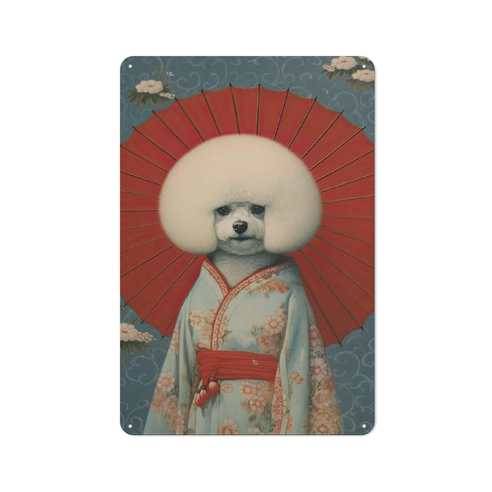 Understated Office Metal Sign 30x20cm Featuring Bichon Frise Geisha, Studio Wall Plaque for Office, Study, Studio Or Hallway