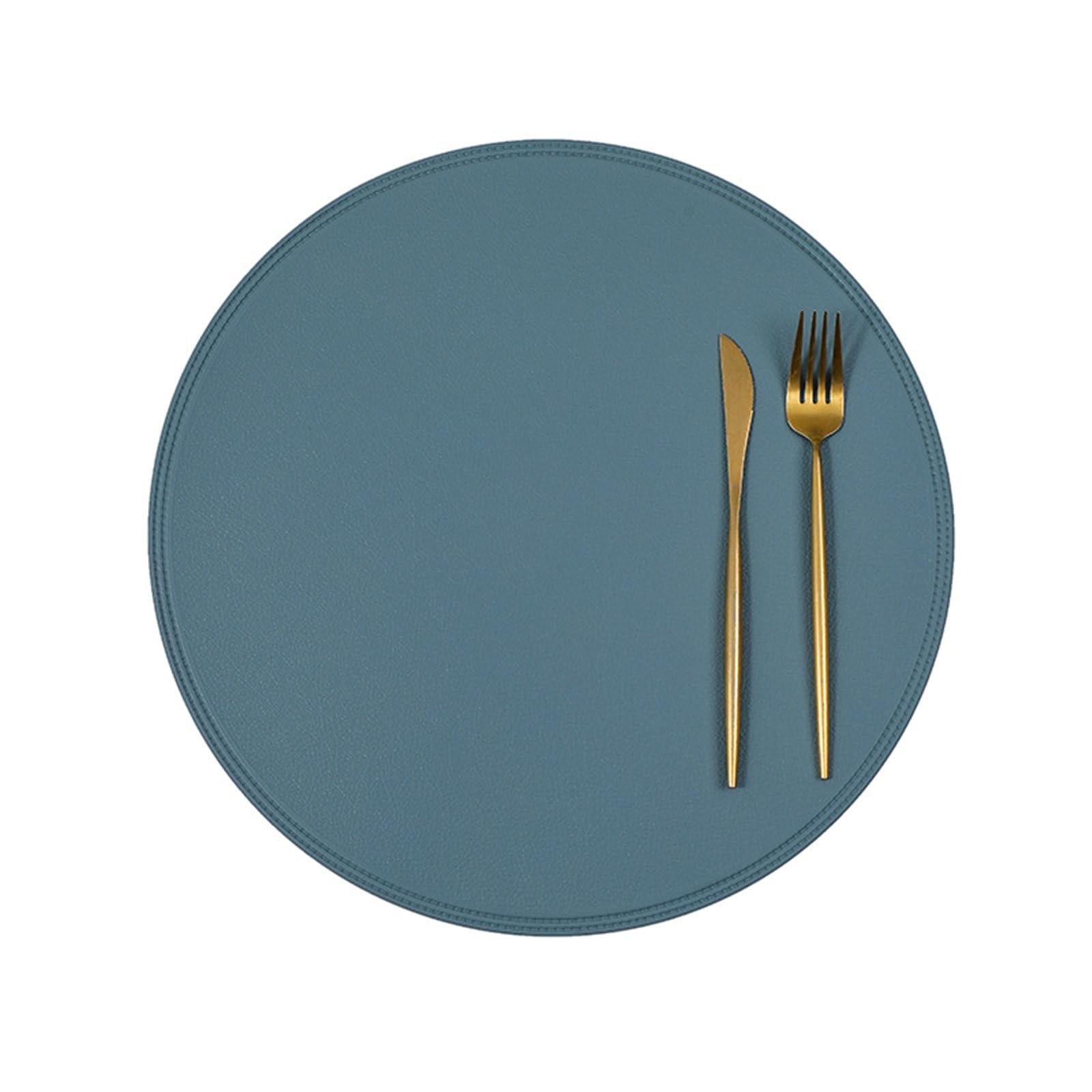 Set de table lavable antidérapant en PVC bleu pour 6