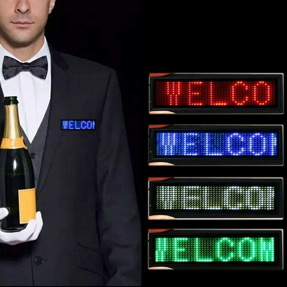 Étiquette de nom de Bluetooth LED Carte sans fil rechargeable de badge nominatif sans fil Bluetooth LED améliorée avec aimant/broche pour exposition de bar de fête de magasin de restaurant d'hôtel