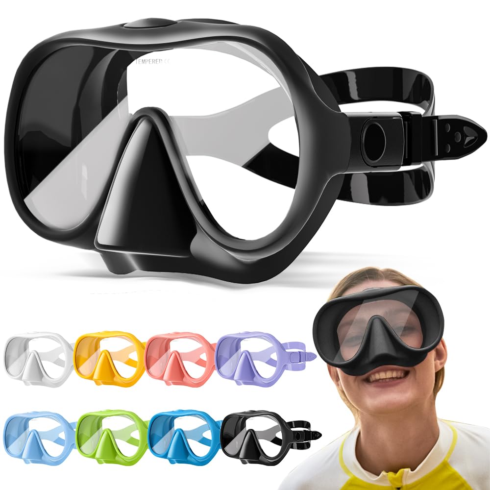HINATAA Snorkel Set Adults, Fashionable Macaron Colors Frameless Snorkeling Mask, Ultra Wide View Anti-Fog Snorkel Mask Set