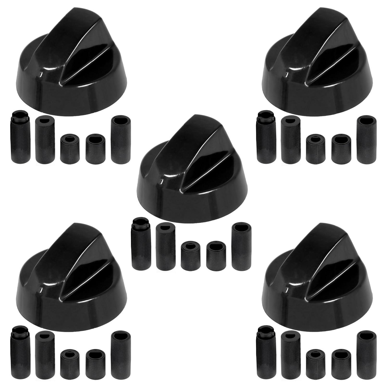 Spares2go Control Switch Knob for Ignis & Whirlpool Oven Cooker/Hobs (Black, Pack of 5)