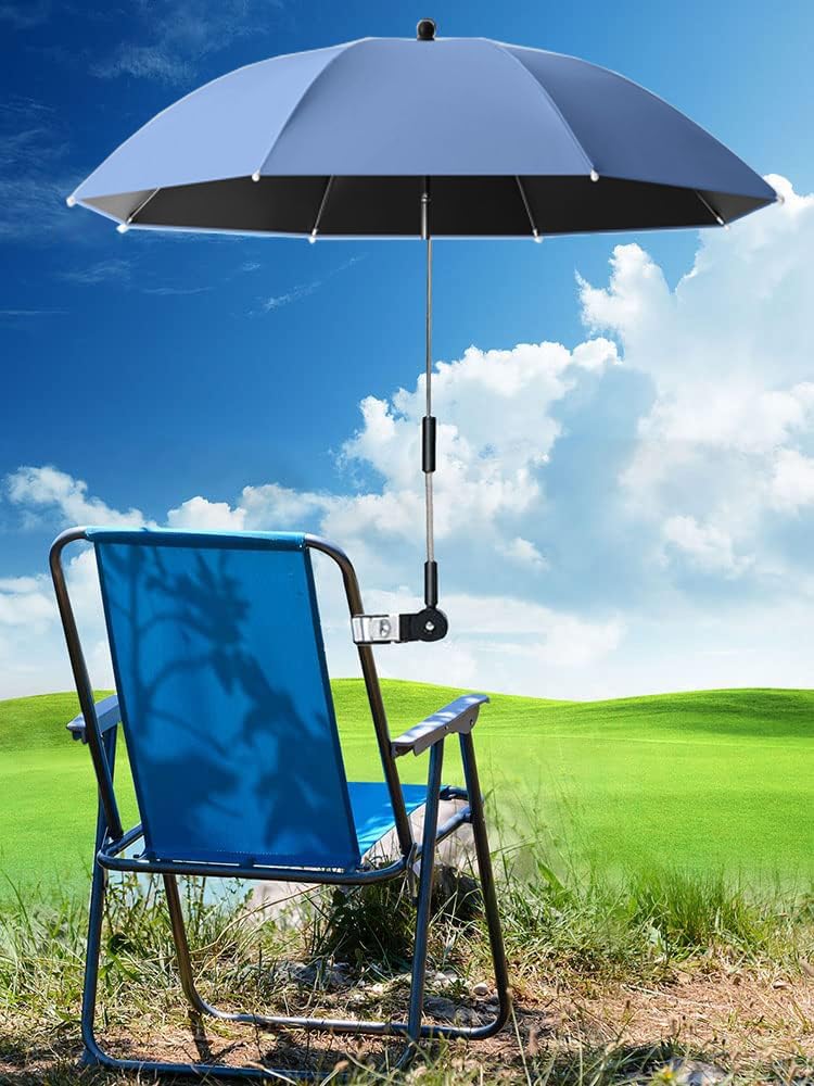Parasol na Krzesło z Zaciskiem Przenośny Parasol na Klipsie na Krzesła Plażowe Patio na świeżym Powietrzu Wózek Inwalidzki Wózki Golfowe(Niebieski)