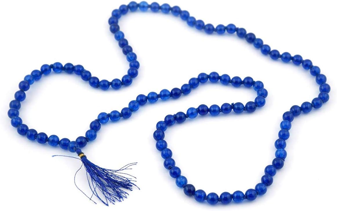 Divine OriginTM Blue Agate mala 108 and 1 Beads Japa Mantras Neela Mankas Hakik Mala with lab Tested for Men and Women