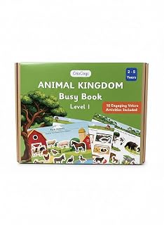 CrioCogs Animal Kingdom Level 1 Busy Book | Pre-School Activity Binder | Educational Toy for 2 to 5 Year Olds | Montessori Busy Book | Quiet Velcro Activity Binder | Screen-Free | Kids Gift for 2 to 5 Year Olds