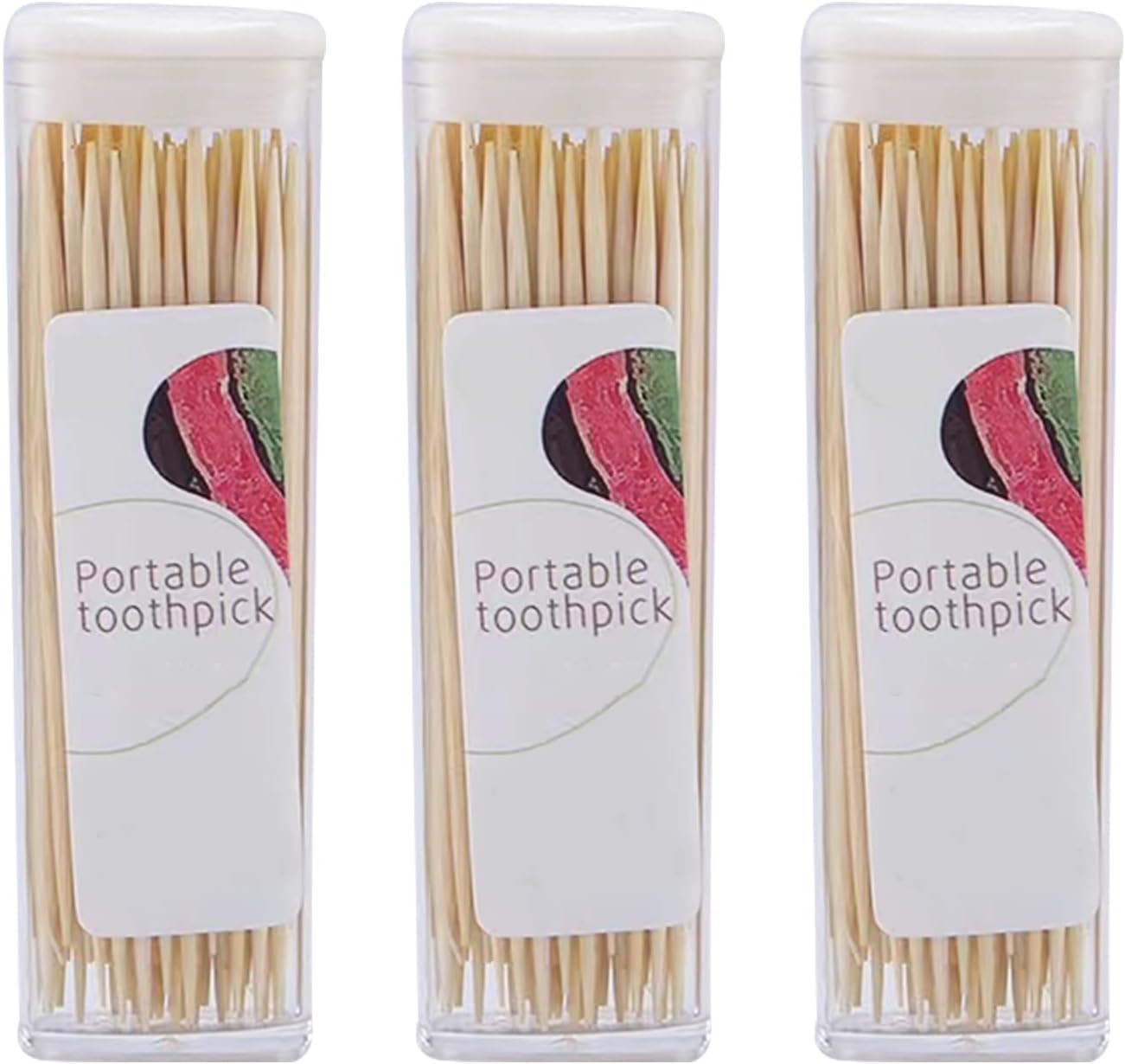 Sihuuu 3 Pack Portable Toothpick Holder with Natural Bamboo