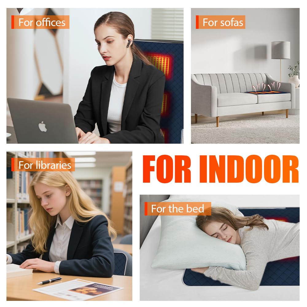 Sitzkissen Beheizbar Outdoor, 45 X 90 cm Beheizbares Sitzkissen, Stadion Sitzkissen Beheizt mit 3 Heizstufen, USB Beheiztes Heizkissen für Ausflug Camping Bürostuhl Sofa