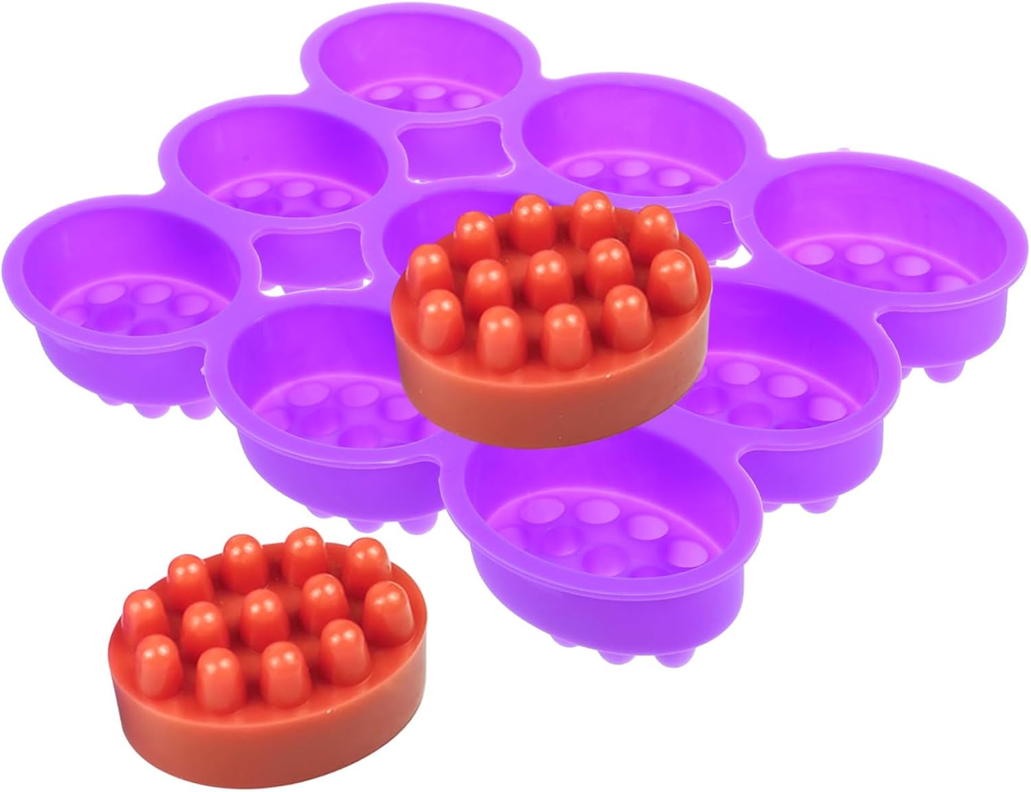 Massage Bar Soap Molds, 9 Cavities Silicone Soap Mold Handmade Hair Brush Shampoo Bar Trays for DIY Making - Image 5