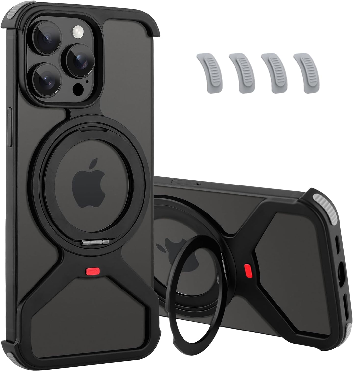Metal Frameless Stand Phone Case Compatible with iPhone 15 Pro Max Phone Case Metal Magnetic Frameless Kickstand Case (Metal Black Case)