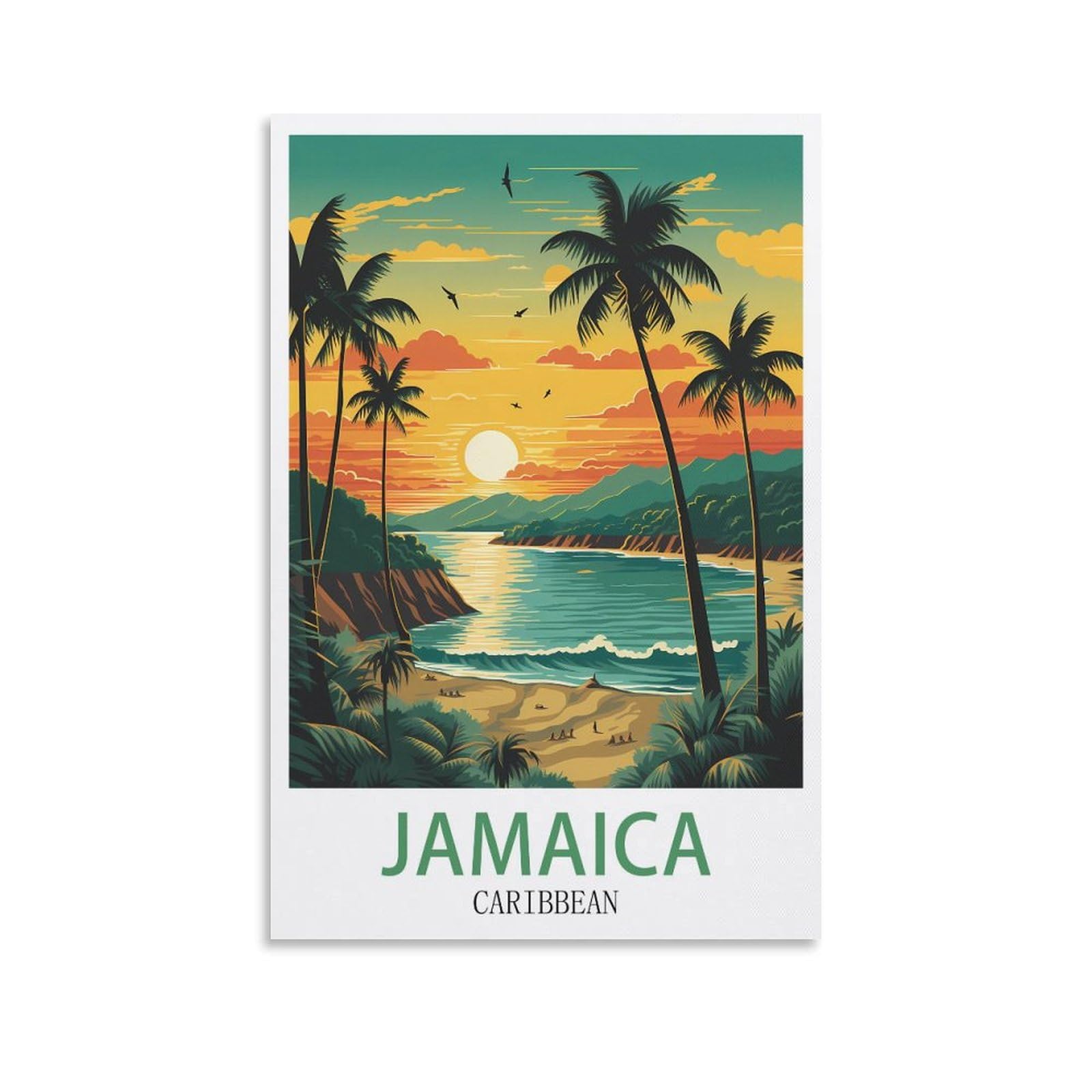 FUUDANG Jamaica Caribbean Vintage Travel Poster 08x12inch(20x30cm) Canvas Art Poster And Wall Art Picture Print Modern Family Bedroom Decor Posters