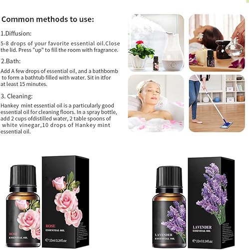 Miniatura 6 de Juego de aceites esenciales de lavanda rosa, aceite de rosa de lavanda para difusor, masaje corporal, aromaterapia, baño, cuidado de la piel,