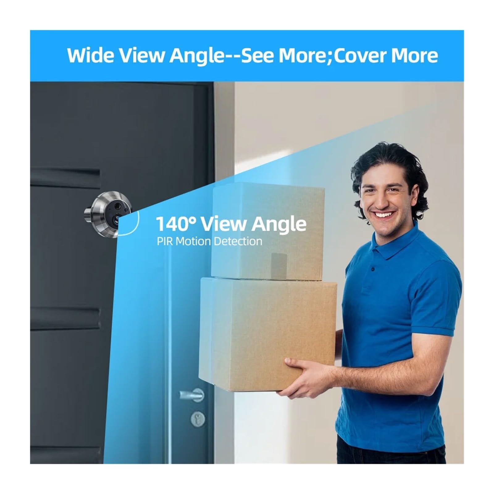Tuya Smart 5MP 140 ° Grand Angle de Vue numérique Judas Vue WiFi(Door Camera 32G)