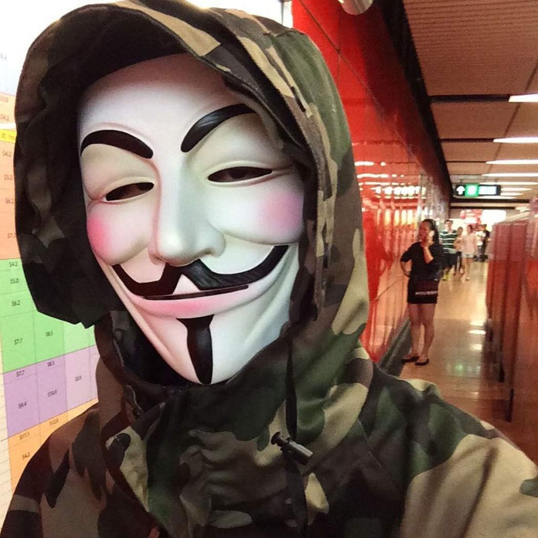 Fstrend V for Vendetta Guy Mask Halloween Costume Cosplay Masquerade Prop Bar Party Masks Unisex