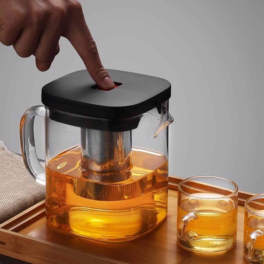 Teteras de Vidrio Tetera Tetera Cuadrada de Vidrio Transparente con infusor de Acero Inoxidable Colador de té Calor Juego de Tetera Teteras de Vidrio Teteras