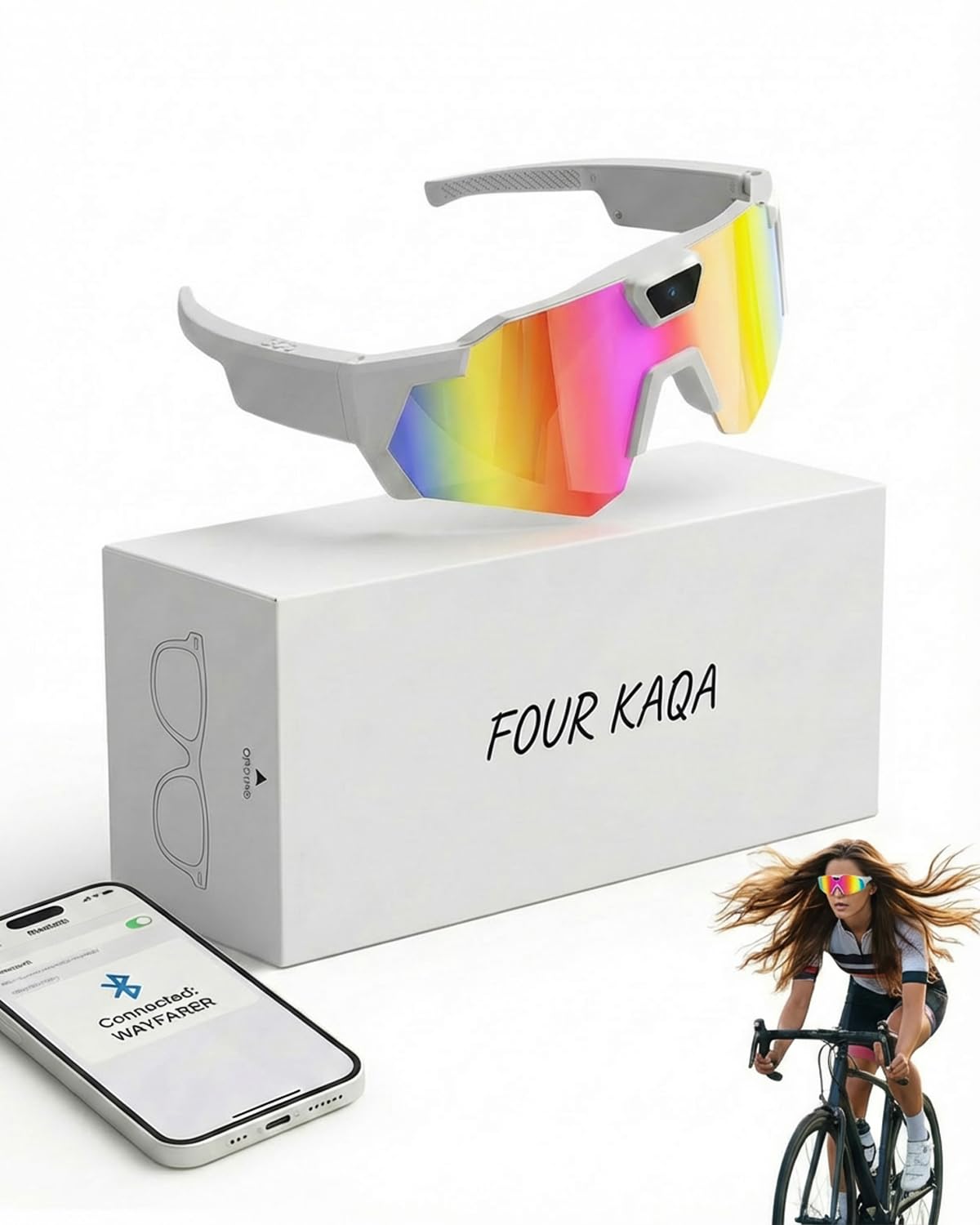 Pov Glasses 4k Baseball with Camera Smart Glass for Men Women Sunglasses Cameras and Audio Video Action 2026 Upgrade Eyeglasses Running Style Meets Function Sports Cycling Hiking HD(Iridescent)