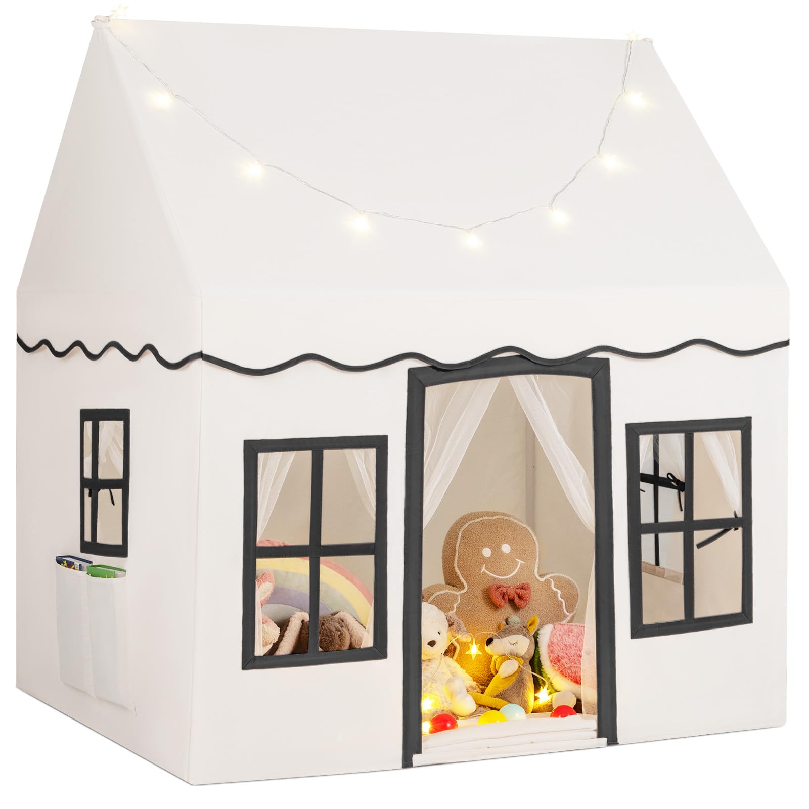 COSTWAY Speelhuisje voor kinderen, kindertent met vlaggen en