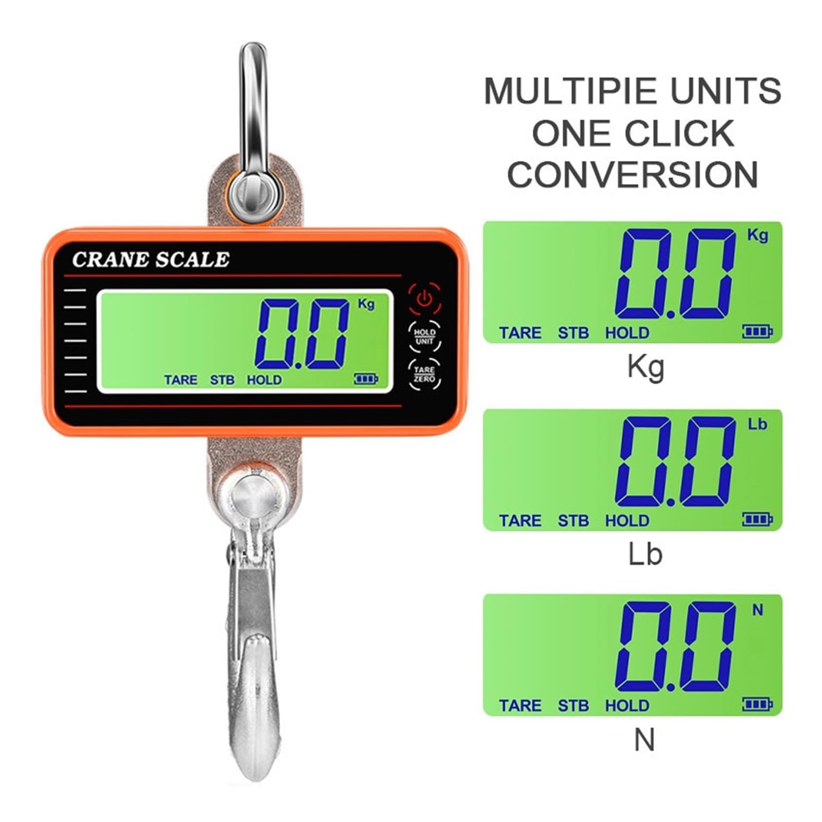 Báscula de grúa digital Báscula de grúa de alta precisión de 1500KG/500g, báscula de pesaje Digital con pantalla LCD/LED con Control remoto, báscula colgante Industrial(Orange LED Display)