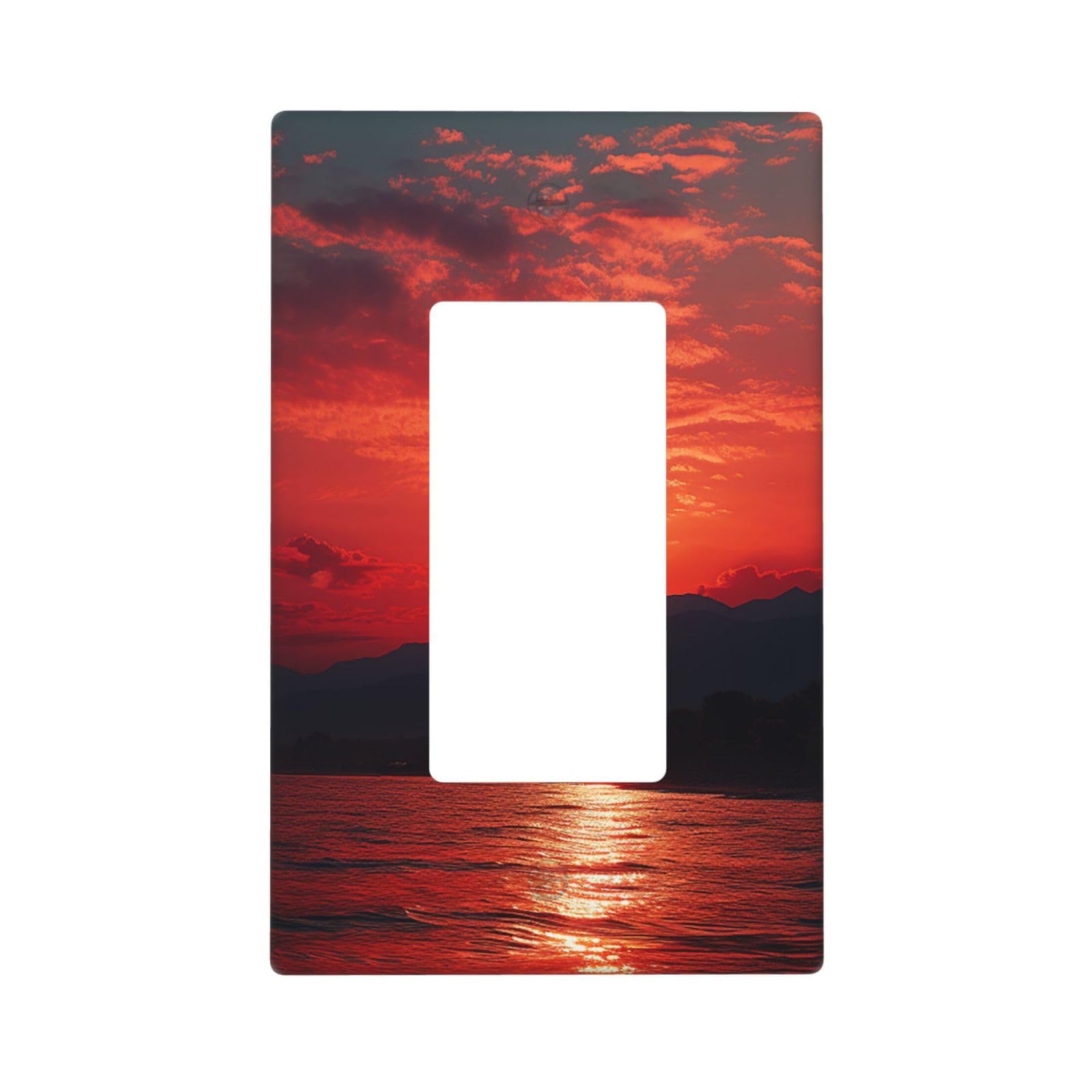 Fiery red sunset Wall Plate Cover 1 Gang Light Switch Cover Decorative Single Duplex Wall Plates Standard Size Decorator Blank Electrical Switch Plate Cover for Electrical Outlets