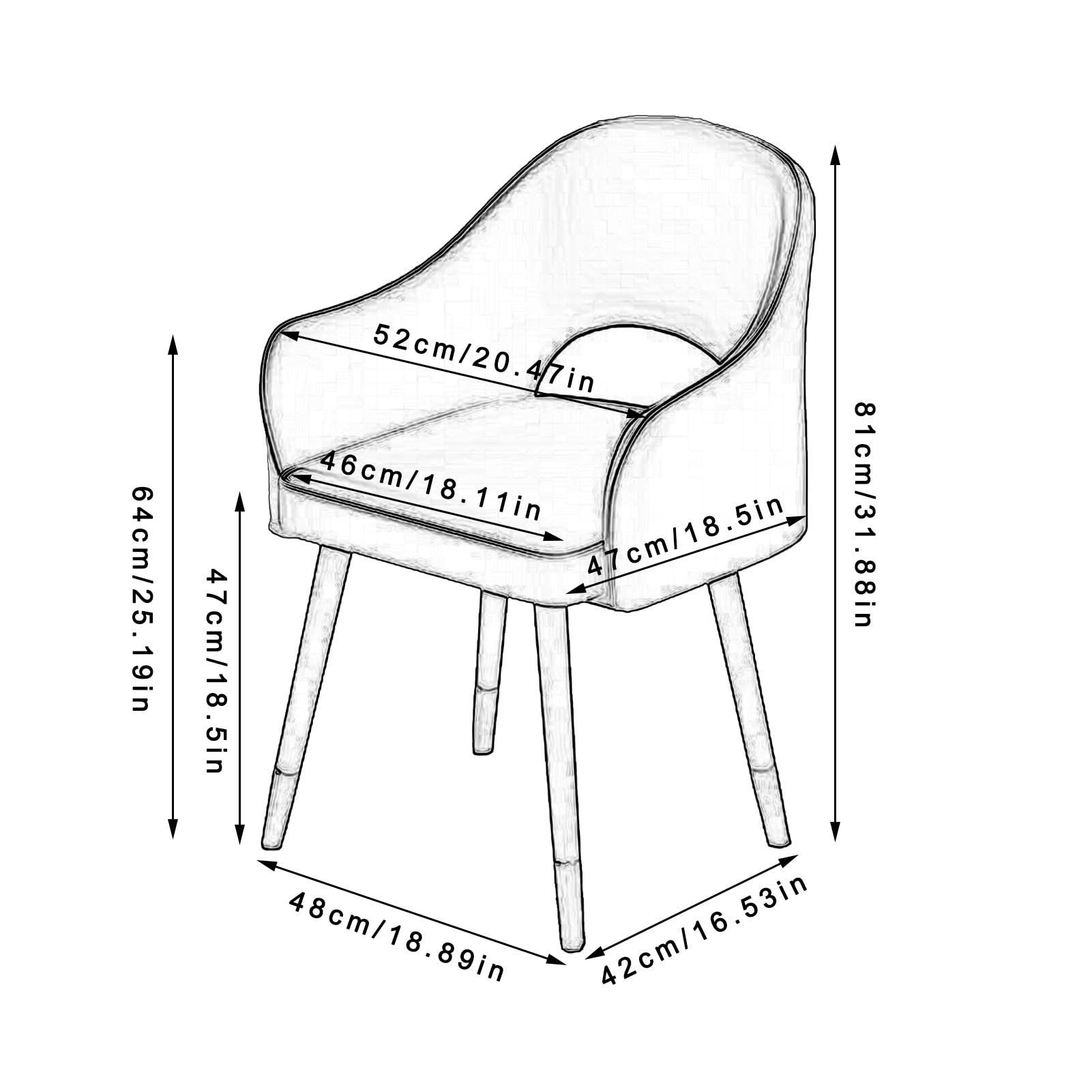 SJIALEN 1 Pcs Modern Kitchen Chair, Metal Legs Living Room Chairs PU Leather High Back Padded Soft Seat Dining Chairs Kitchen Chair (Color : White Blue, Size : 48x42x81cm)