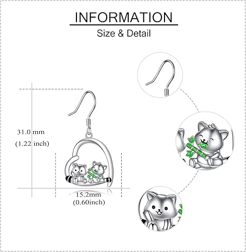 Miniatura 3 de Animal Earrings Sterling Silver Cute Guinea PigSkunkHuskyManateeRed Panda3 Cats Earrings Animal Jewelry Gifts for Women
