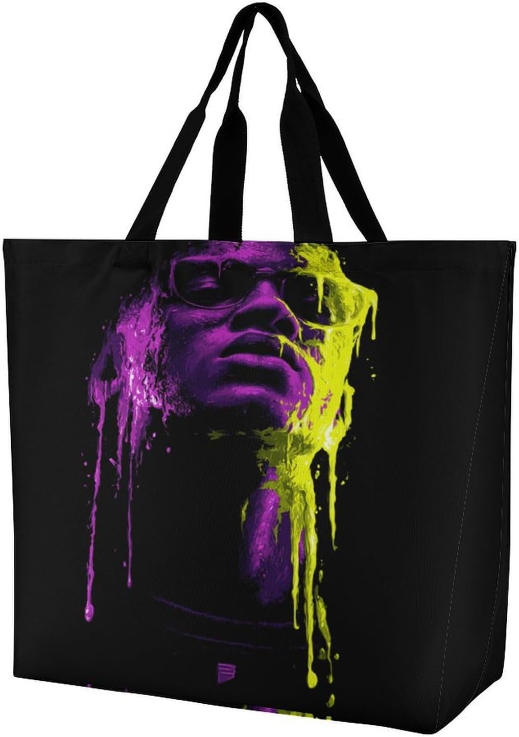 Bat And Moon Large Shoulder Reusable Grocery Tote Bag for Shopping Camping Beach Travel