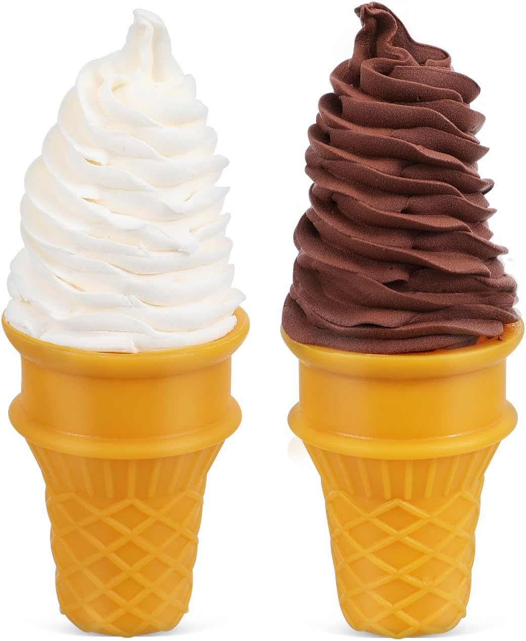 DOITOOL 2PCS Fake Ice Cream Cones Realistic Ice Cream Prop Plastic Ice Cream Cone Models Artificial Ice Cream Cones for Birthday Party Shops Decorations Photography Props