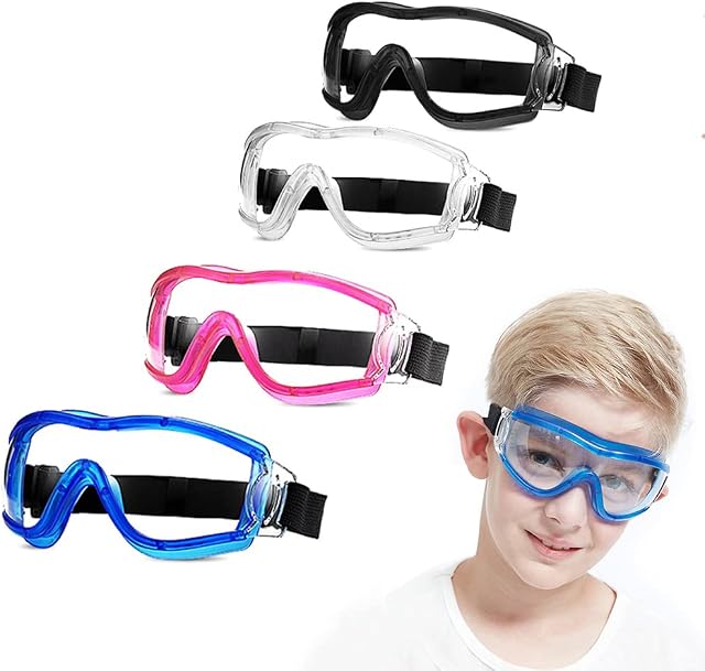 COMLZD Kids Safety Glasses Children's Goggles Anti-Fog Glasses Telescopic belt Laboratory Eye Comprehensive Protection Windproof For Boy Girl Outdoor Sports Glasses.