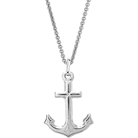 Ritastephens Sterling Silver Shiny Mariner Cross Anchor Charm Pendant Necklace (18, 20, 24 Inches)