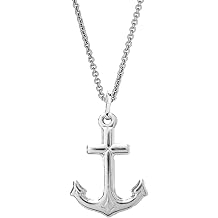 Ritastephens Sterling Silver Shiny Mariner Cross Anchor Charm Pendant Necklace 18, 20, 24 Inches