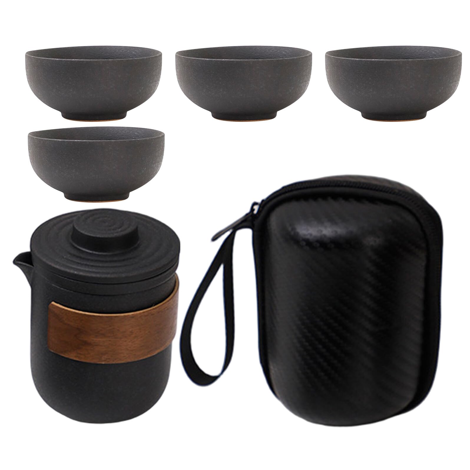 Juego de té Gongfu de viaje portátil con tetera de cerámica y bolsa para picnic