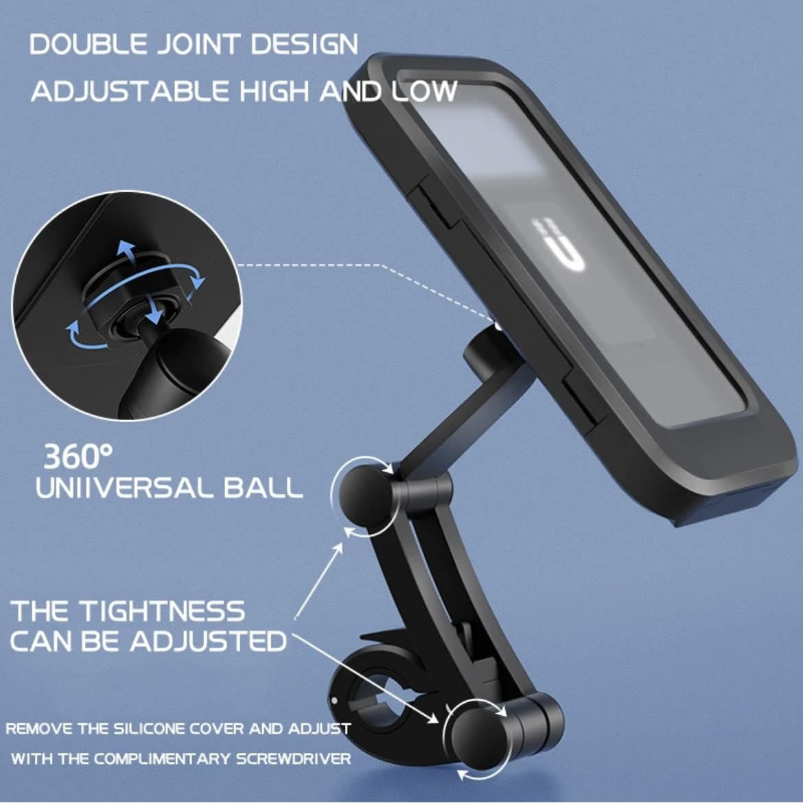 Supporto Telefono Moto Orcas Impermeabile – Regolabile 360° Per Telefoni 3.5-7″
