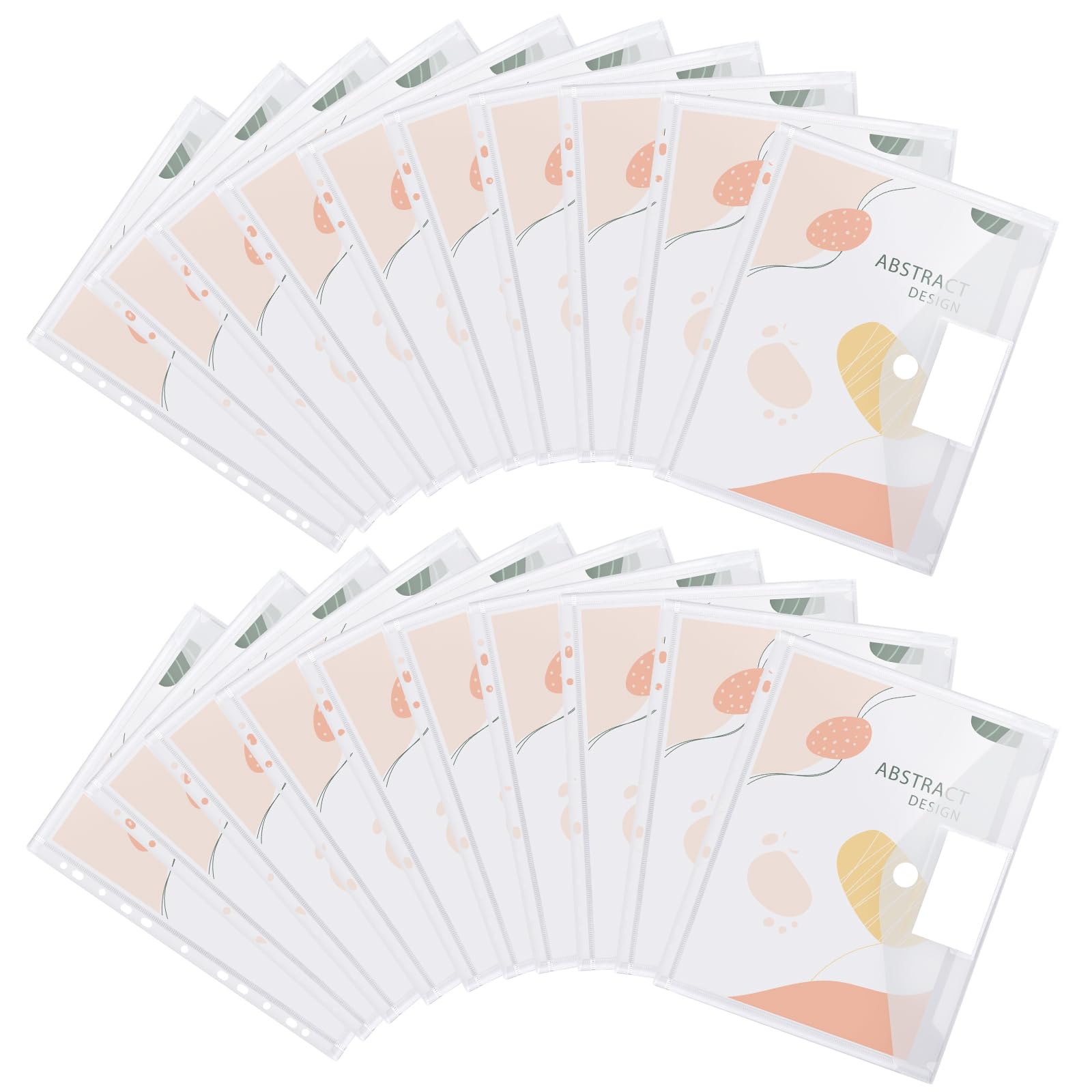 Sosayet Dokumentenmappe A4 zum Abheften - 20 Pack Dokumententasche A4 mit 11 Lochrand Klettverschluss und Etikettentasche - Wasserdicht Sammelmappen für Dokumente Organisieren (Weiß)