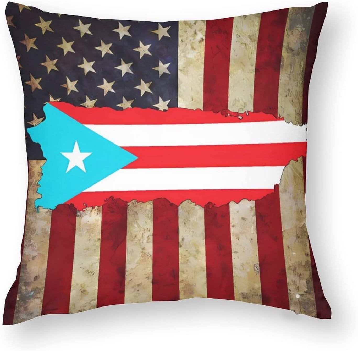 Vintage US-PR-State Flag Printed Throw Pillow Case 4 Pcs Soft Pillowcases Pillows Covers Sofa Bed Decor 12/14/16/17/18/20/22/24/32 Inches