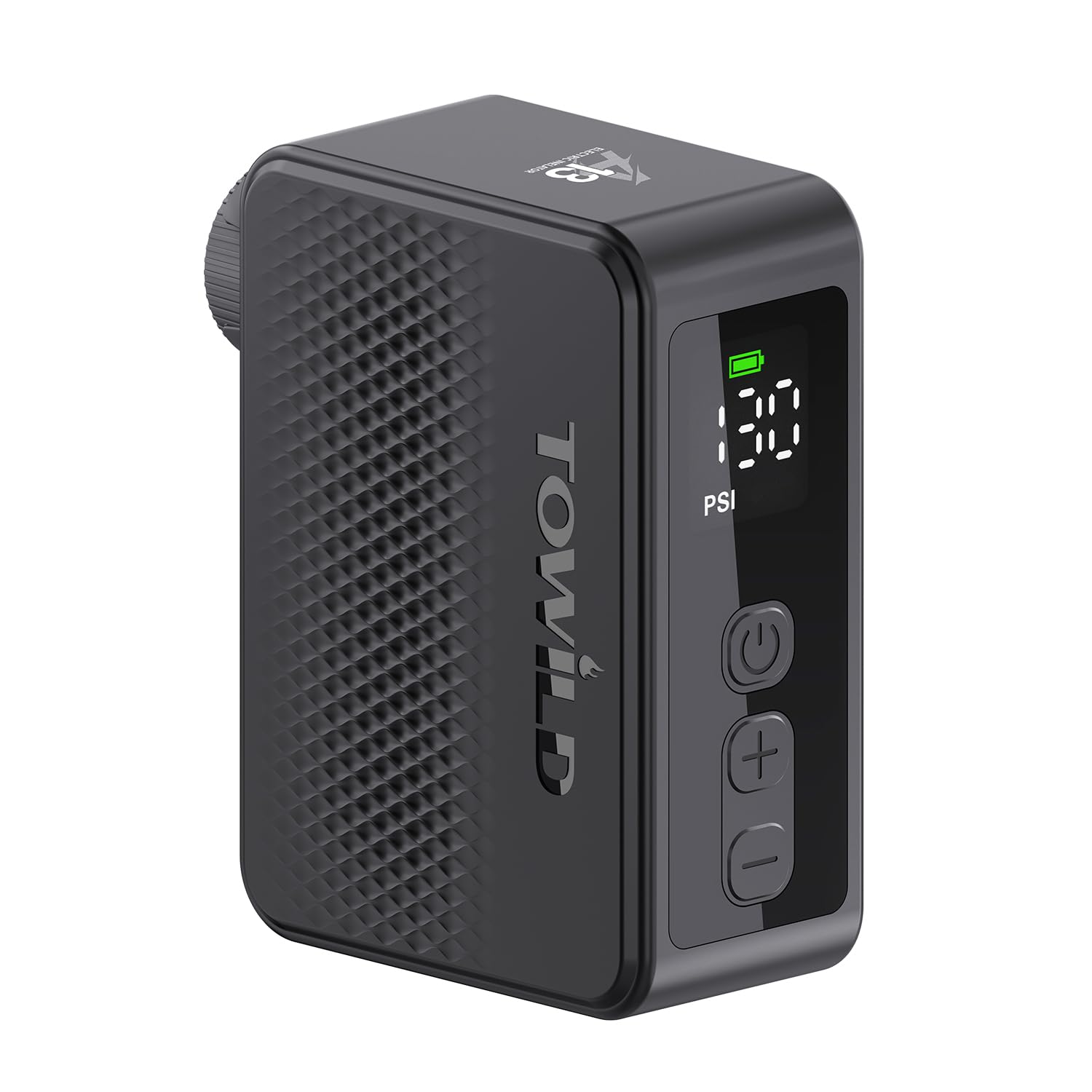 TOWILD A13 Bomba de Bicicleta Eléctrica con Manómetro, 130 PSI Bomba de Aire Portátil Compresor de Aire Recargable, Válvulas Presta y Schrader, Apagado Automático para Bicicleta de Montaña y Ciudad
