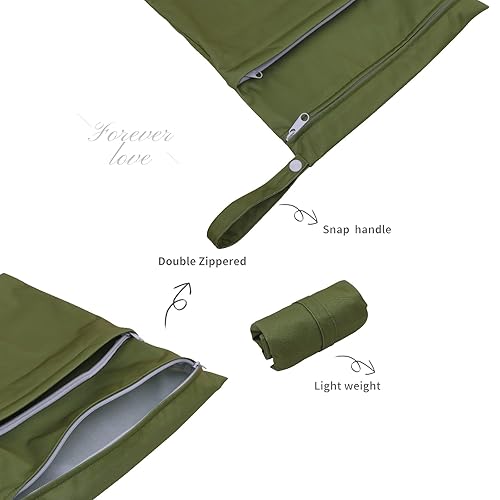 Miniatura 48 de ALVABABY 2 bolsas de pañales de tela para ropa húmeda, reutilizables con dos bolsillos con cremallera, para viajes, playa, piscina, guardería, 01