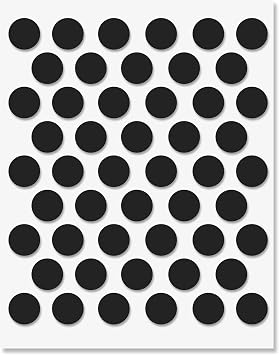 Black Self-Adhesive Screw Hole Stickers - 50 pcs. 0.55 inch / 14 mm Peel Stick Dust Proof Tape, Water Resistance PVC Caps for Wood Cabinets, Furniture, Drawer, Wardrobe, Kitchen, Table